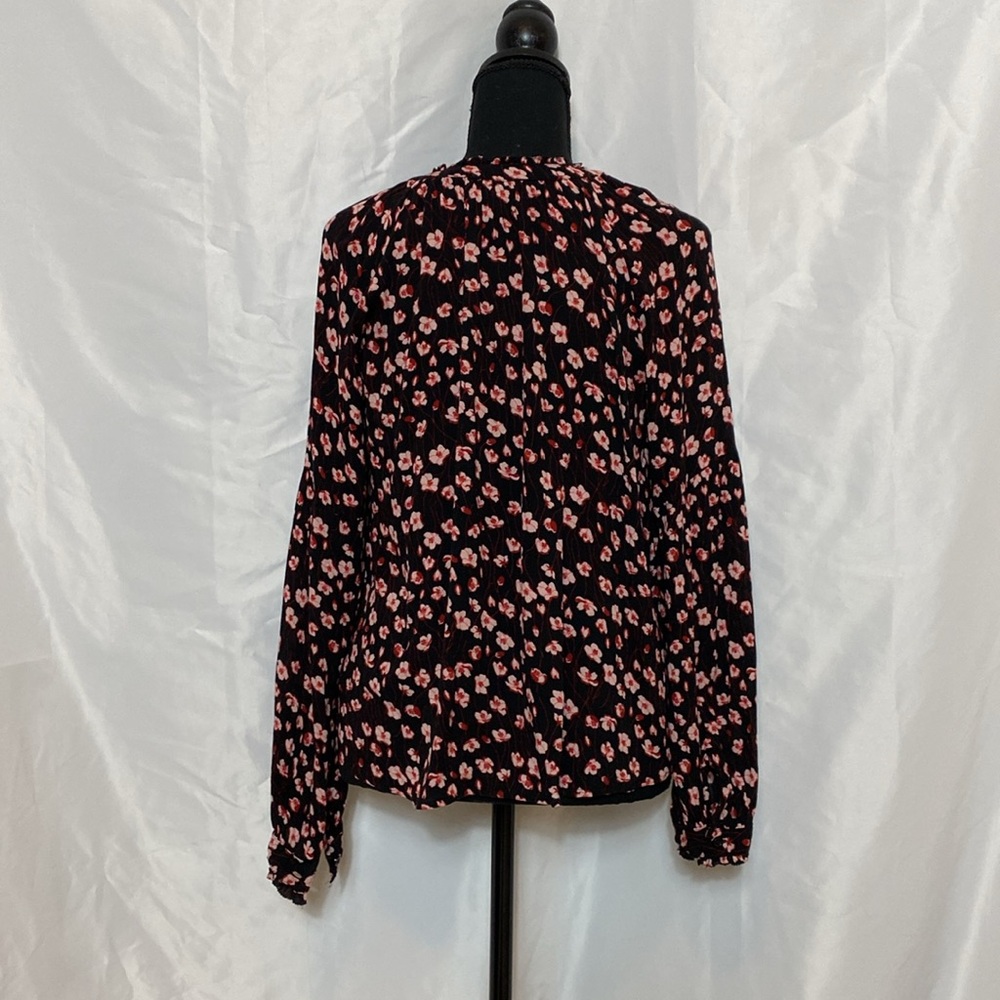 Black Pink Floral Blouse M - Picture 2 of 9
